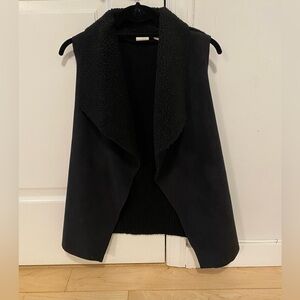 Oc Faux Suede Open Front Sherpa Black Size S